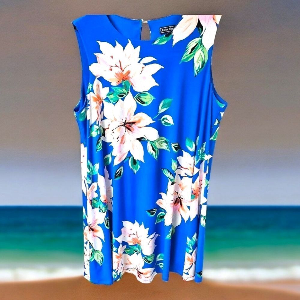 JESSICA HOWARD  Plus 16  tropical floral print sleeveless midi dress summer
